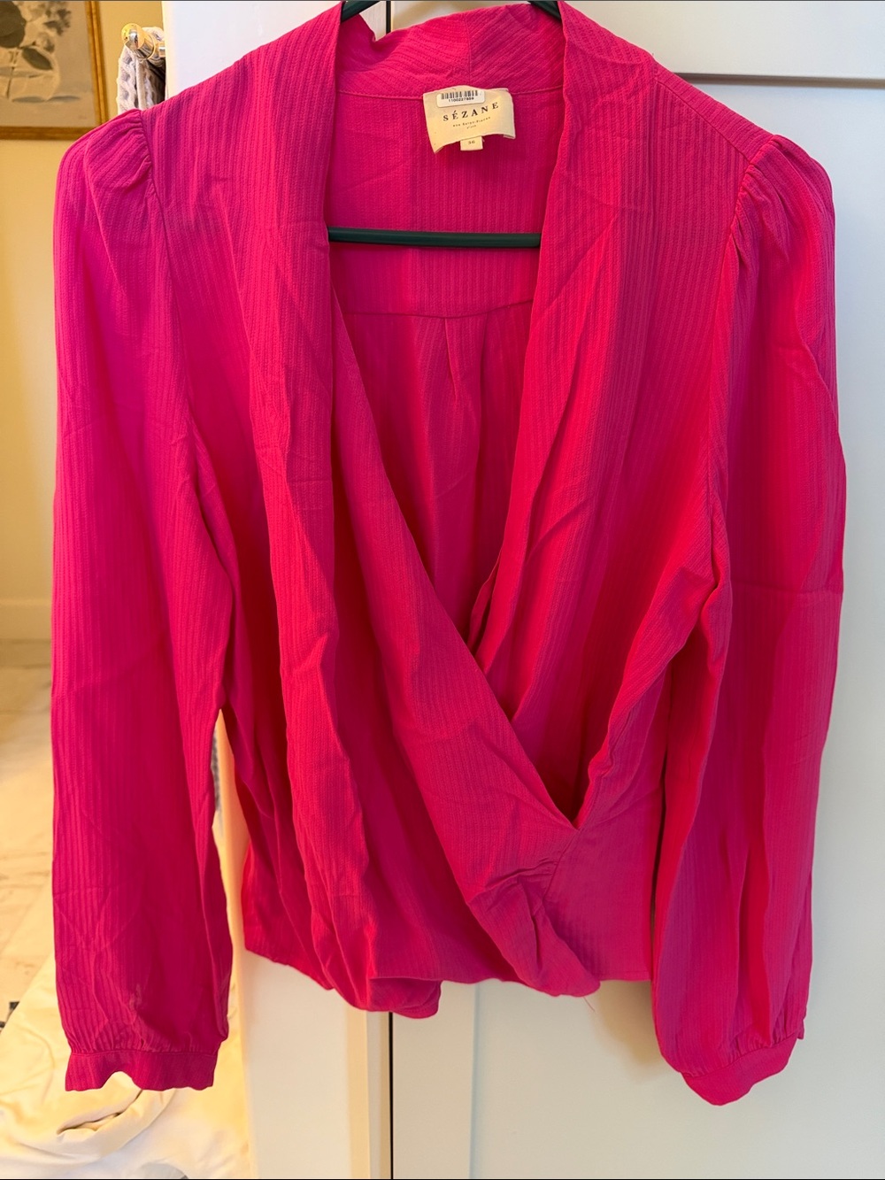 Sezane Women's Fuchsia Wrap Blouse